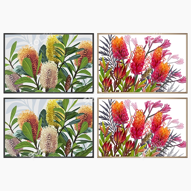 Versatile Wall Art Set with Frames 3D model image 2