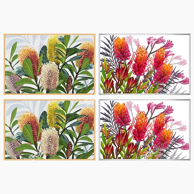 Versatile Wall Art Set with Frames 3D model image 3