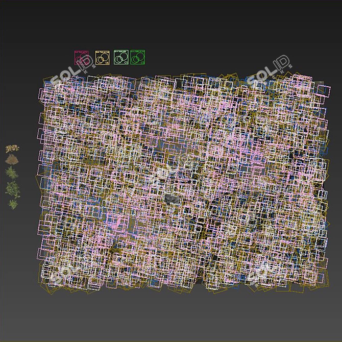 Natural Meadow with Plants & Stump 3D model image 4