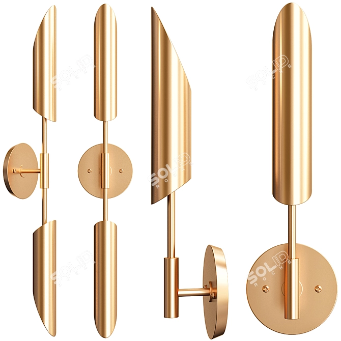 Elegant Spadia Brass Wall Sconce 3D model image 1