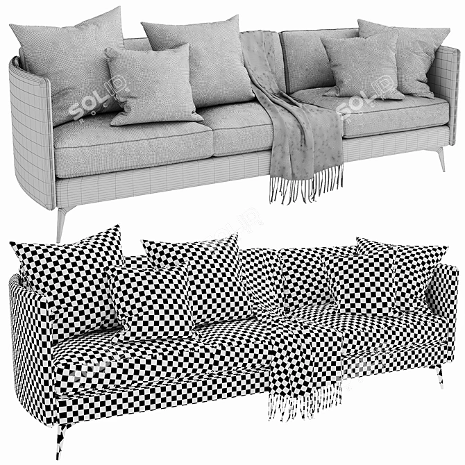 Sleek Boconcept Osaka 3-Seater Sofa 3D model image 5