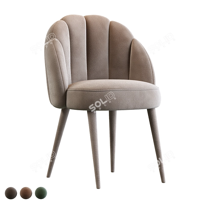 Peach Velvet Daisy Chair 3D model image 1