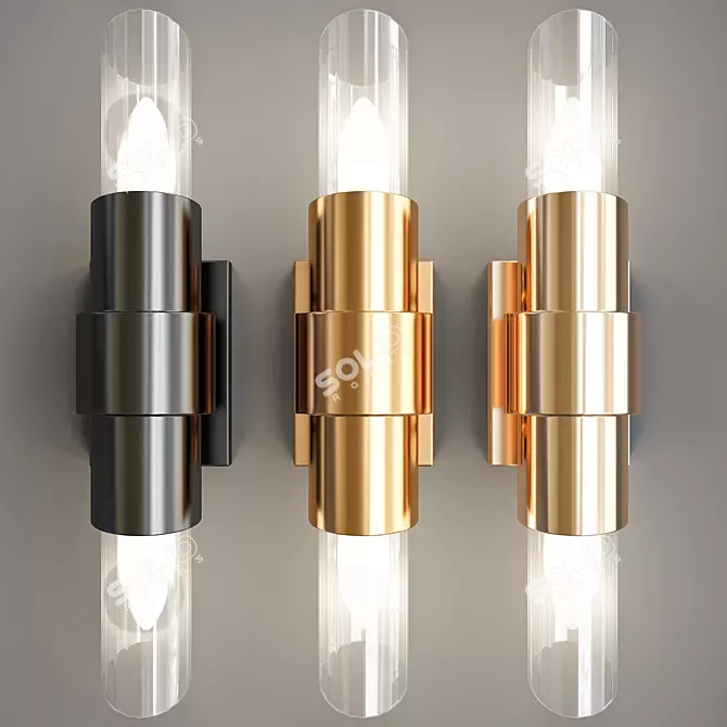 Gilded Crystal Lux Wall Sconce 3D model image 1