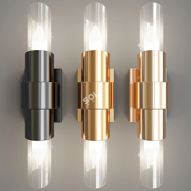 Gilded Crystal Lux Wall Sconce 3D model image 2