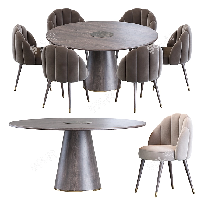 Elegant Daisy Chair & Bertoia Table 3D model image 2