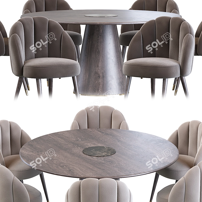 Elegant Daisy Chair & Bertoia Table 3D model image 4