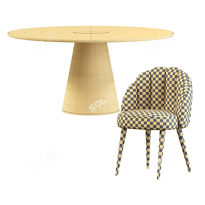 Elegant Daisy Chair & Bertoia Table 3D model image 5