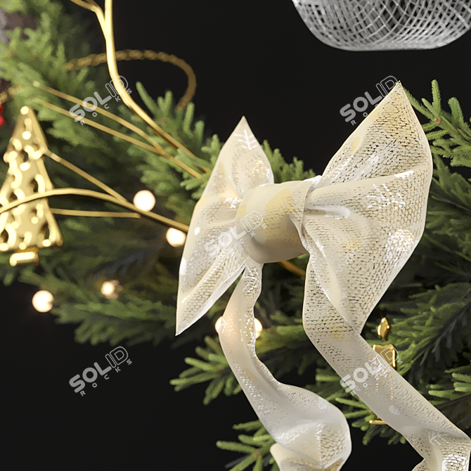Decorated Christmas Wreaths: Festive Holiday Decor 3D model image 2