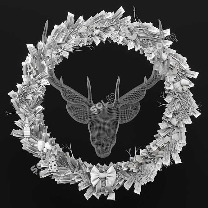 Decorated Christmas Wreaths: Festive Holiday Decor 3D model image 3