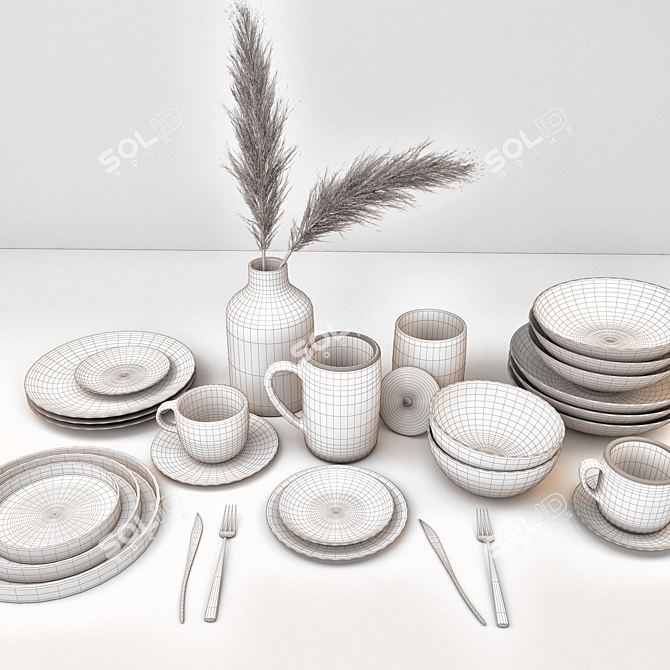 Elegant Decor Cookware Set 3D model image 3
