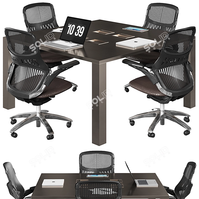 Sleek Meeting Table 3D model image 2