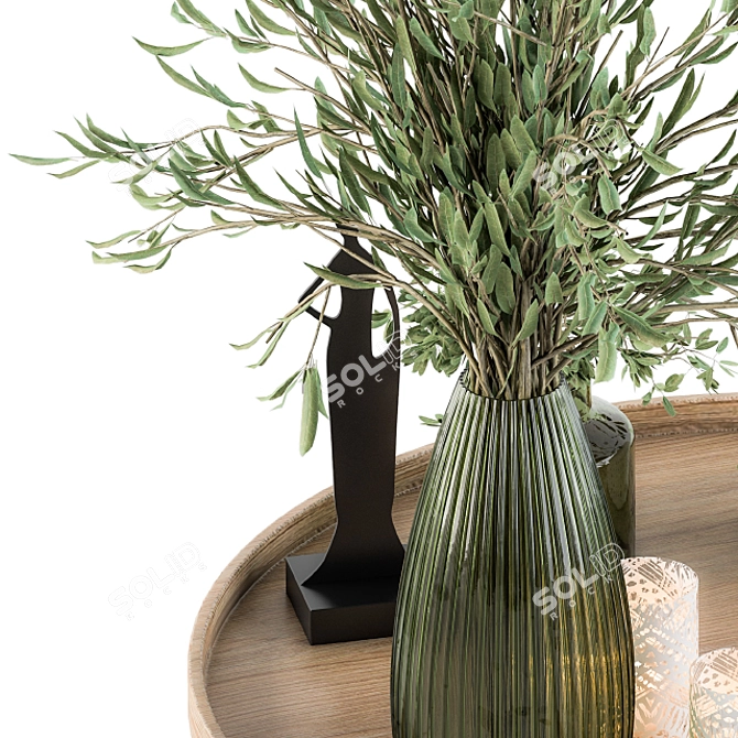 Elegant Tray Decor Set 3D model image 3