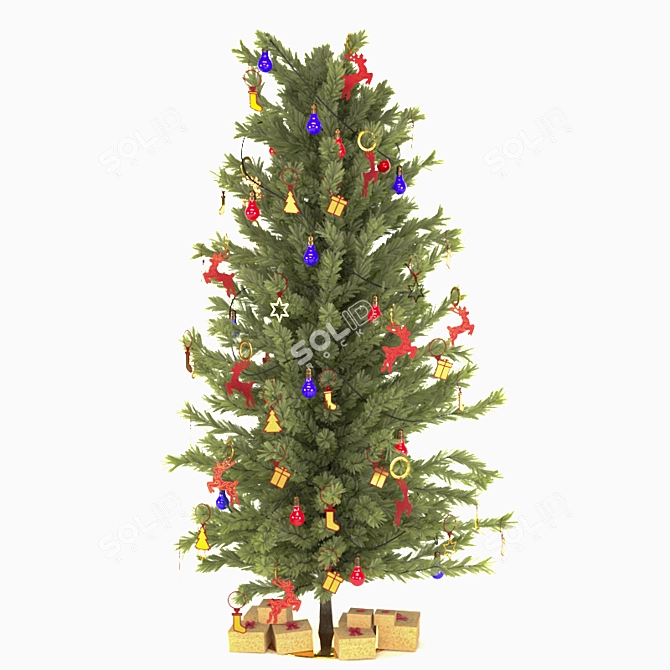 Festive Christmas Tree Decoration 3D model image 1