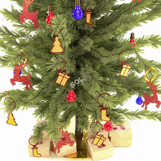 Festive Christmas Tree Decoration 3D model image 2