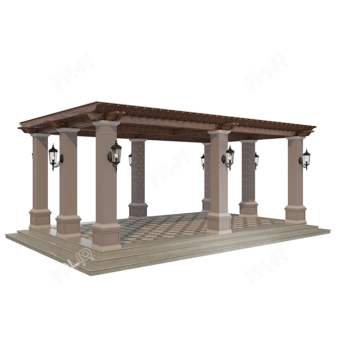 Elegant Pergola with High-Quality Textures 3D model image 4