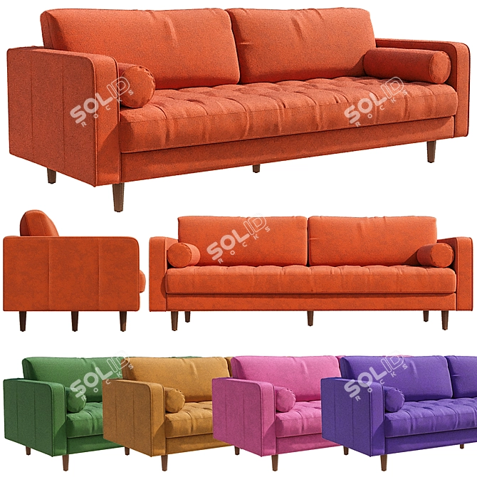 Versatile 3-Seater Sofa: Customizable & Lowpoly 3D model image 1