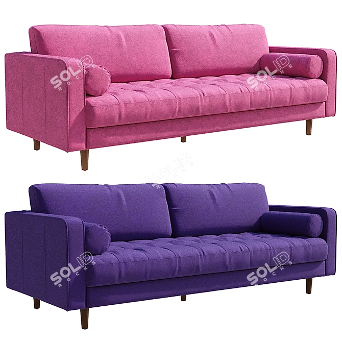 Versatile 3-Seater Sofa: Customizable & Lowpoly 3D model image 3