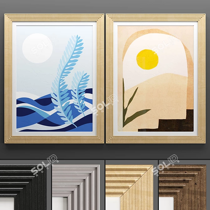 Modern Art Frame Set 3D model image 1