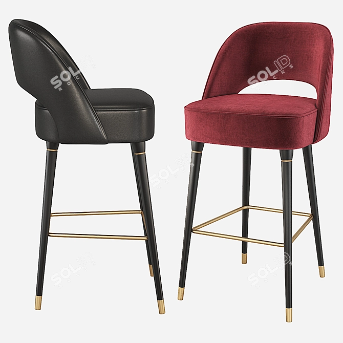 Essential Home Collins Bar Chair: Velvet & Leather 3D model image 2