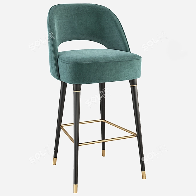 Essential Home Collins Bar Chair: Velvet & Leather 3D model image 3