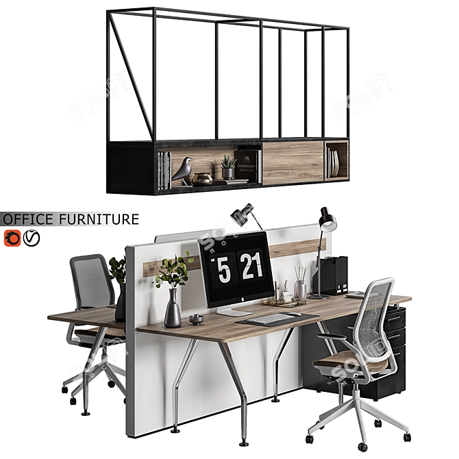 2015 Office Furniture Set 3D model image 1