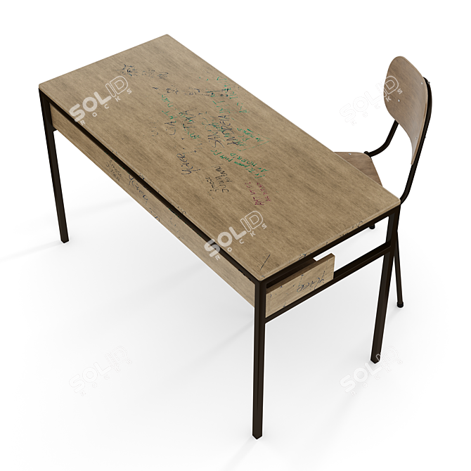 PBR School Classroom Furniture 3D model image 4