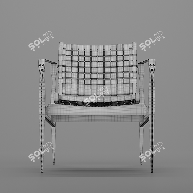 Modern Mahogany Safari Armchair 3D model image 4