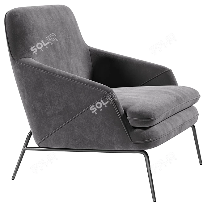 Elegant Armchair Este: PBR-Ready Design 3D model image 2