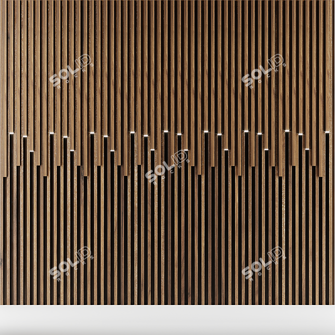 3D Panel Wall: Stylish Illuminated Slats 3D model image 1