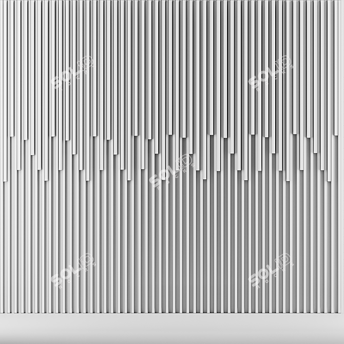 3D Panel Wall: Stylish Illuminated Slats 3D model image 2