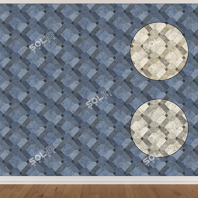 Seamless Wallpaper Set in 3 Colors 3D model image 1