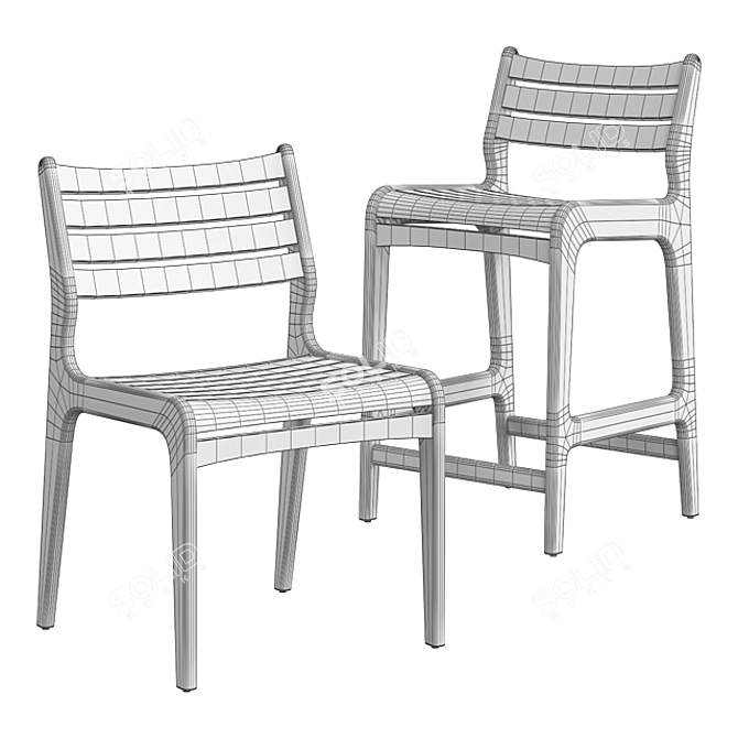 Reynolds Chair & Counter Stool Set 3D model image 5