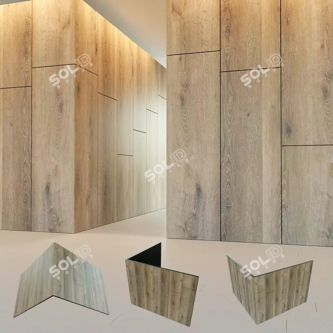 Elegant Wood Corner Wall Panel 3D model image 1