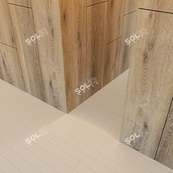 Elegant Wood Corner Wall Panel 3D model image 2