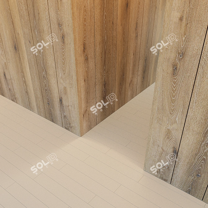 Vintage Wood Corner Wall Panel 3D model image 3