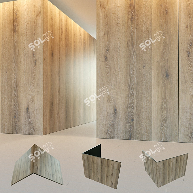 Wooden Corner Wall Panel 3D model image 1