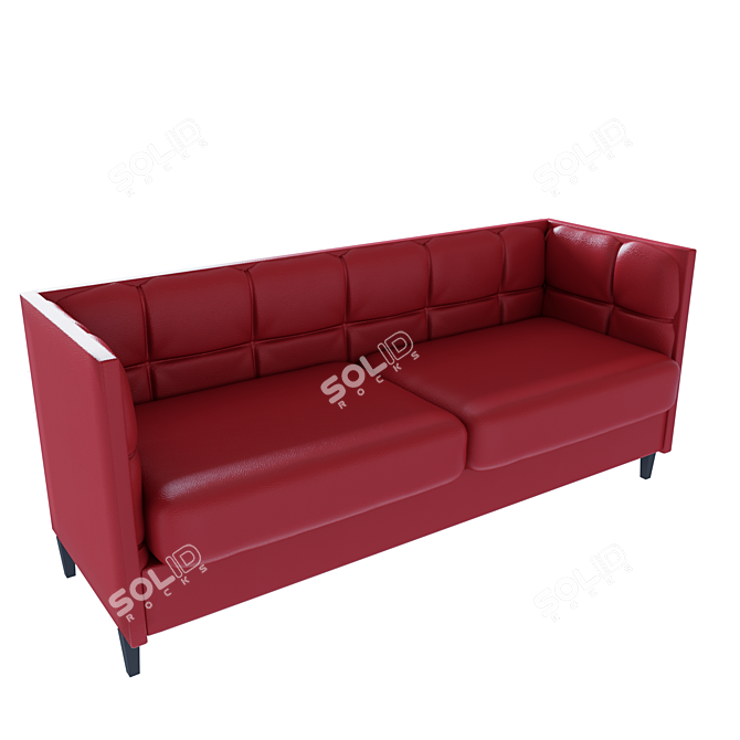 Modern Red Leather Sofa 3D model image 1