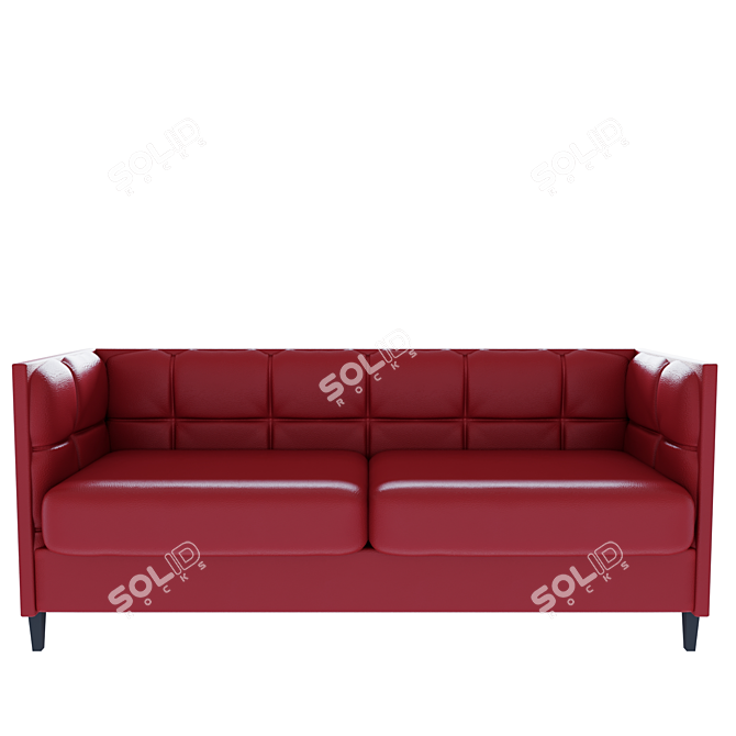 Modern Red Leather Sofa 3D model image 2