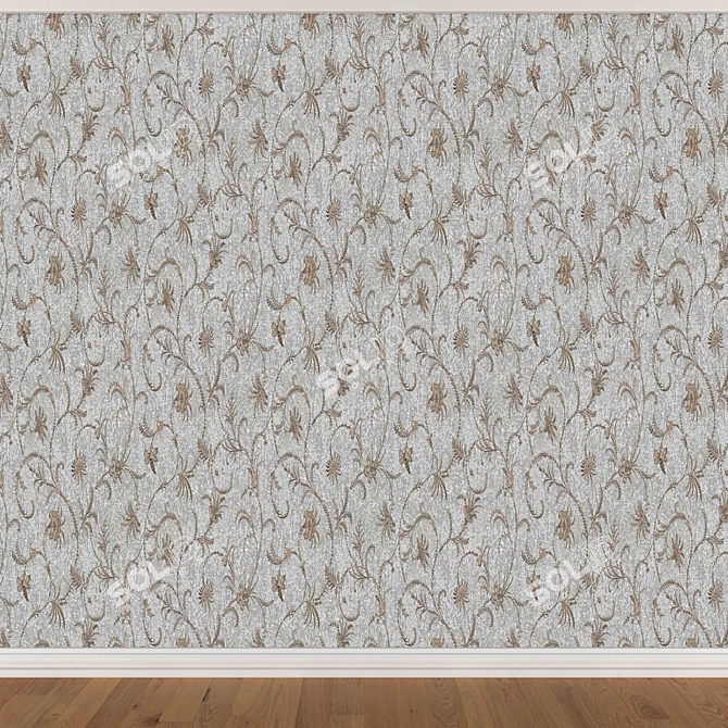 Sleek Seamless Wallpaper Set in 3 Colors 3D model image 4