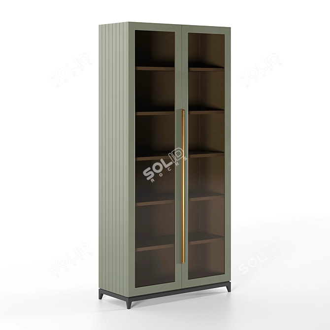 Modern Gray Glass Showcase-Library 3D model image 1