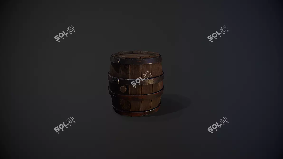 Rustic Wood Barrel: Textures, Maps & Low/High-Poly Models 3D model image 1