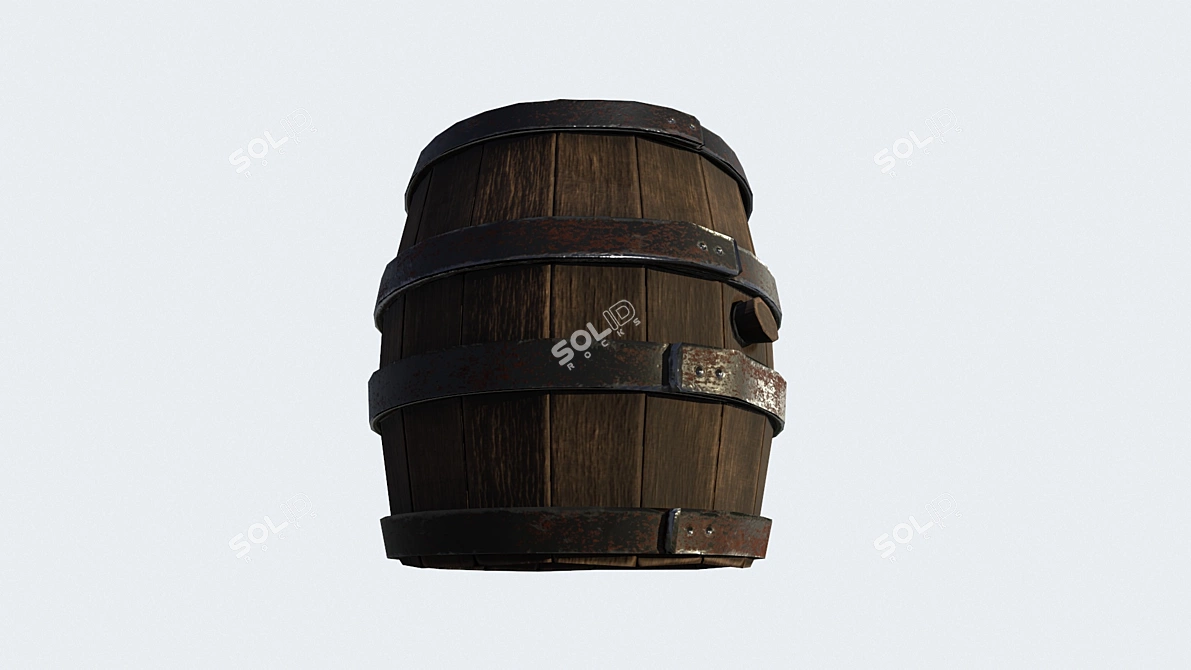 Rustic Wood Barrel: Textures, Maps & Low/High-Poly Models 3D model image 3