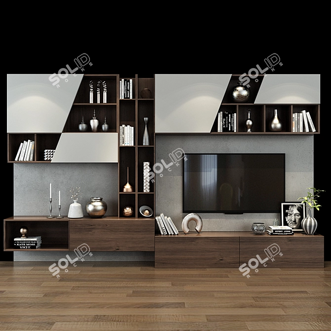 Modern TV Shelf - Space-Saving 3D model image 1