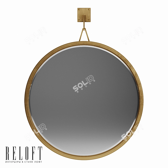 Elegant Brass Pendant Mirror 3D model image 1