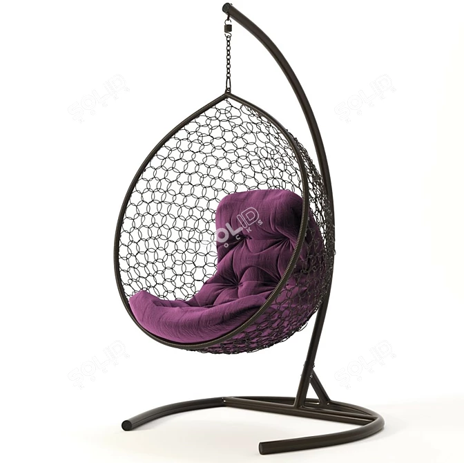 OM Swing Chair: Eco-Rattan, Steel Frame, 160kg Capacity 3D model image 1