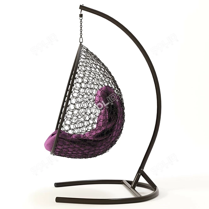 OM Swing Chair: Eco-Rattan, Steel Frame, 160kg Capacity 3D model image 2