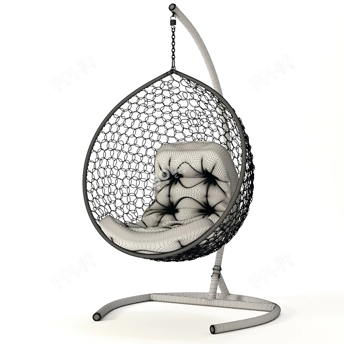 OM Swing Chair: Eco-Rattan, Steel Frame, 160kg Capacity 3D model image 3