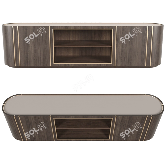 Rustic Wood TV Stand 3D model image 1