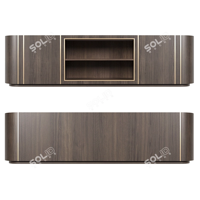 Rustic Wood TV Stand 3D model image 2