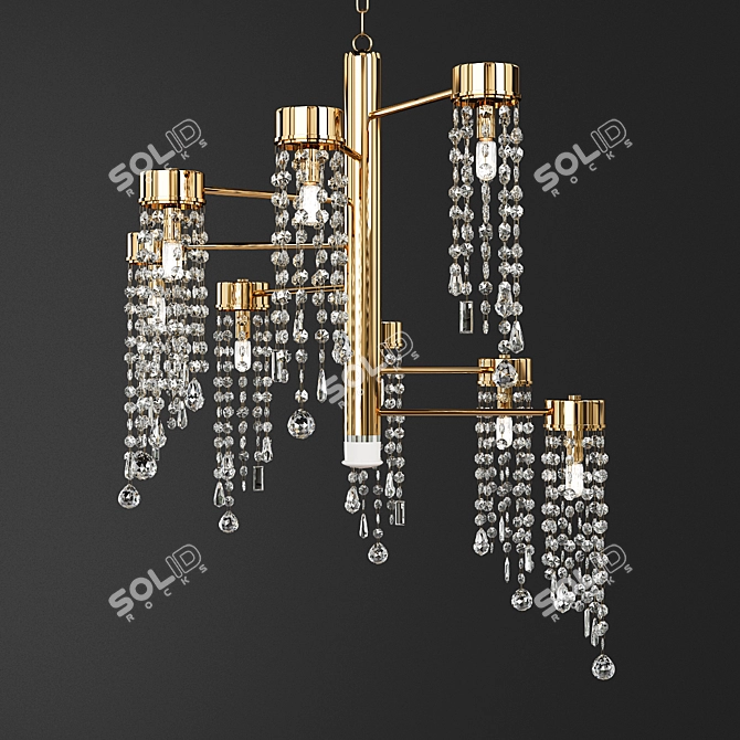 Brass Diamond Chandelier: Creative Lighting Elegance 3D model image 1